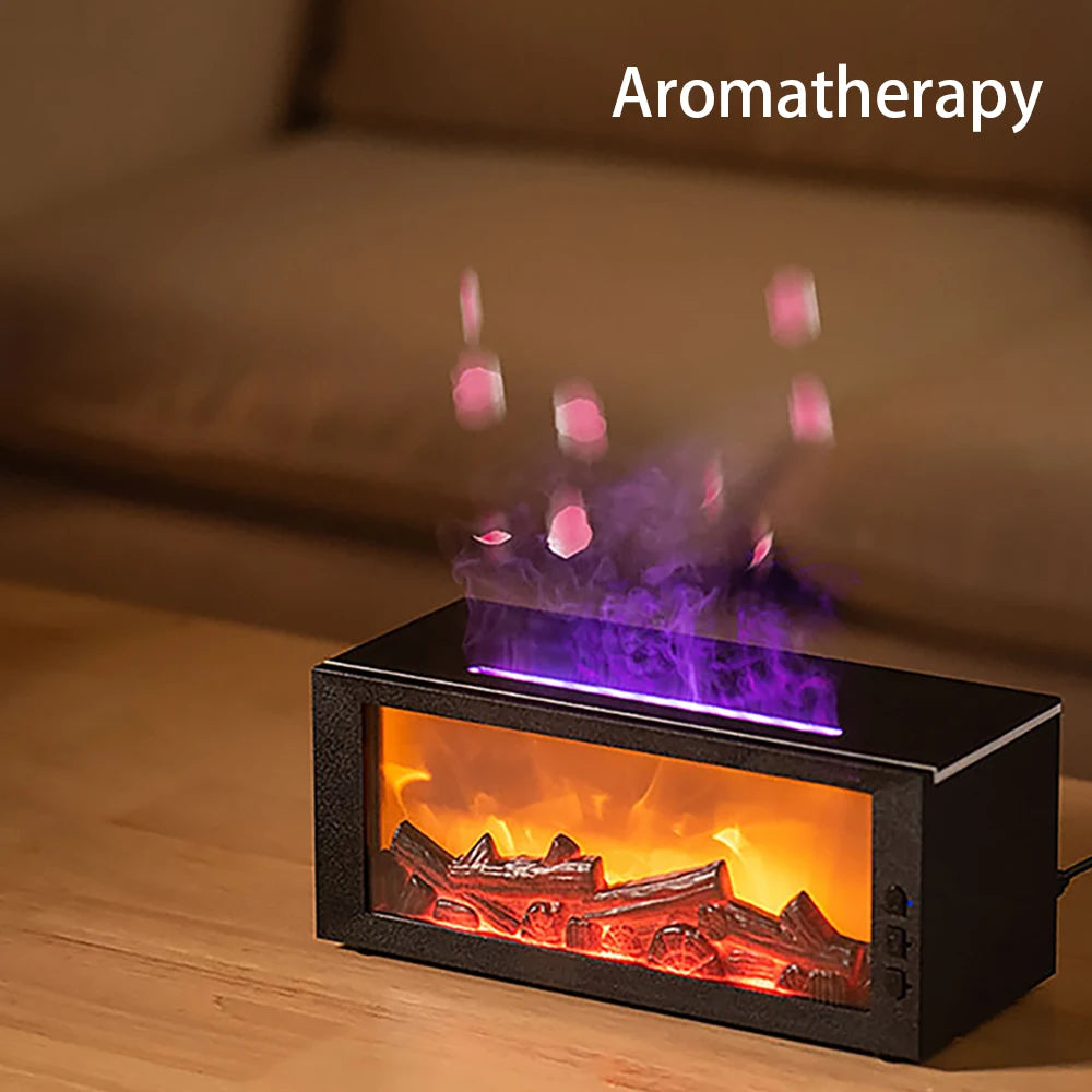 300ml Flame Effect Humidifier & Aroma Diffuser, with Remote & Timer, Auto Shut Off, Realistic Fireplace for Home Decor