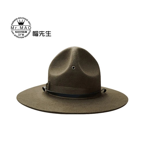 X047 U.S. Marine Corps Adult Wool Fedora Hats Adjustable Size Woolen Army Green Hats Fedora Hat Men Fashion Womens Church Hats