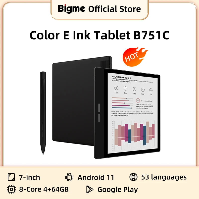 Bigme B751C 7-inch Color E-Ink Screen E-Book Reader Electronic Paper Book Reading E Ink Ebook Ereader Tablet