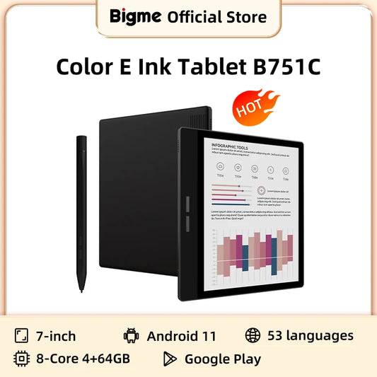 Bigme B751C 7-inch Color E-Ink Screen E-Book Reader Electronic Paper Book Reading E Ink Ebook Ereader Tablet