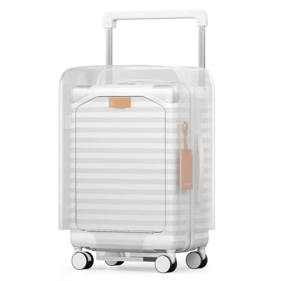 20 inch Front-opening Carry-on Luggage Suitcase with Cup Holder, TSA Lock, Spinner Wheels