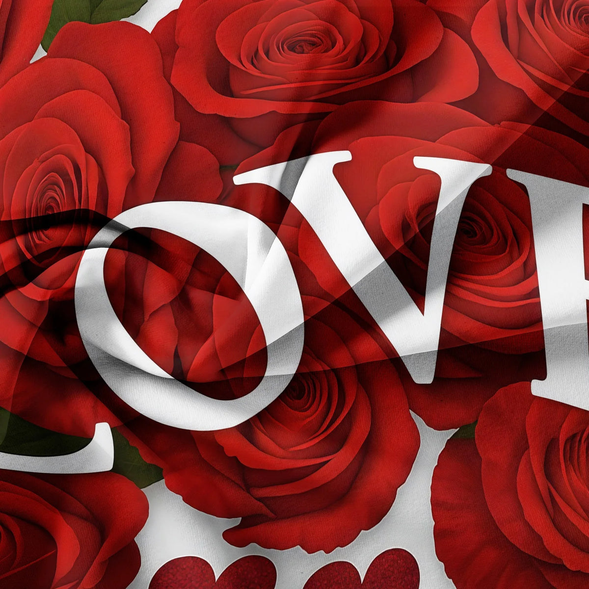 3Pcs Romantic Love Letter Red Rose Flower Pattern Bedding Set Included 1 Duvet Cover & 2 Pillowcases For Home Dorm Hotel Decor