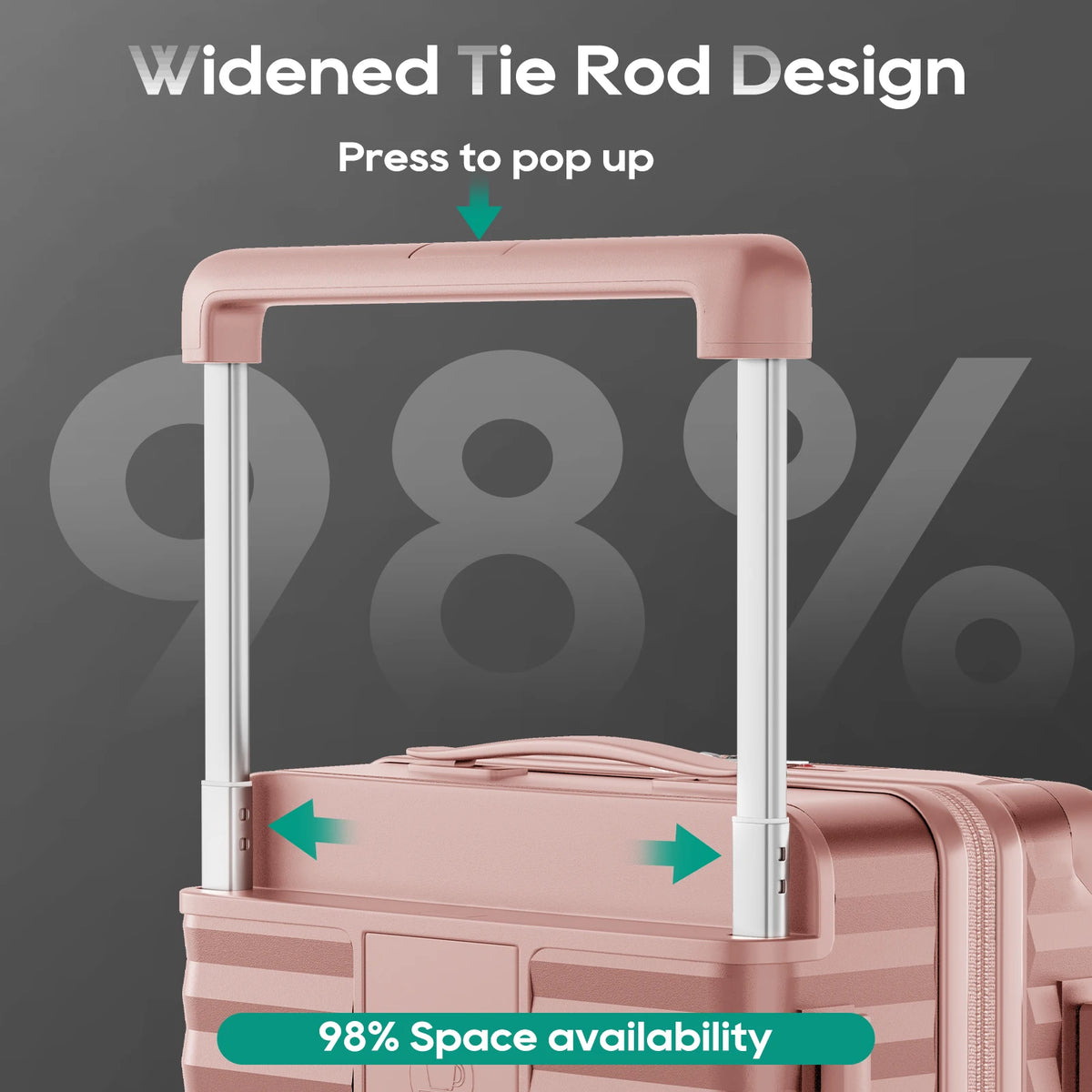 20 inch Front-opening Carry-on Luggage Suitcase with Cup Holder, TSA Lock, Spinner Wheels