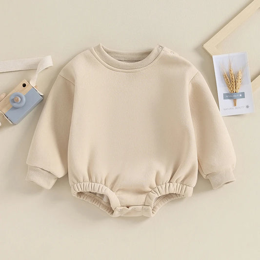 Newborn Baby Boys Girls Winter Jumpsuit Infant Warm Fleece Hooded Romper Toddler Solid Color Casual Outfit Coat